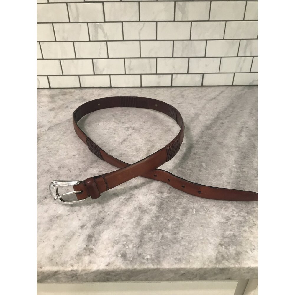 Dockers Leather Belt Mens 42 Western Cowboy Rodeo‎ Ranch Festival Woven Conchos